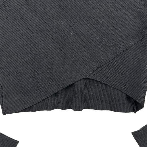 Rehab - Asymmetrical Back Long Sleeve High Neck Ribbed Sweater Top in Black - Picture 4 of 4